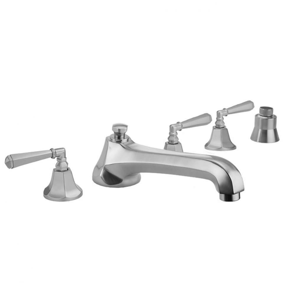 Astor Roman Tub Set with Low Spout and Hex Lever Handles and Straight Handshower Mount