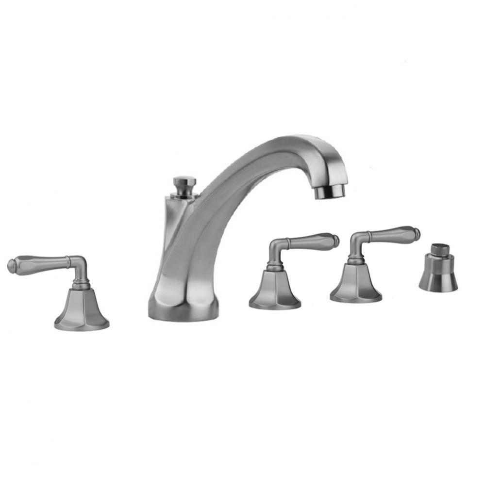 Astor Roman Tub Set with High Spout and Smooth Lever Handles and Straight Handshower Mount