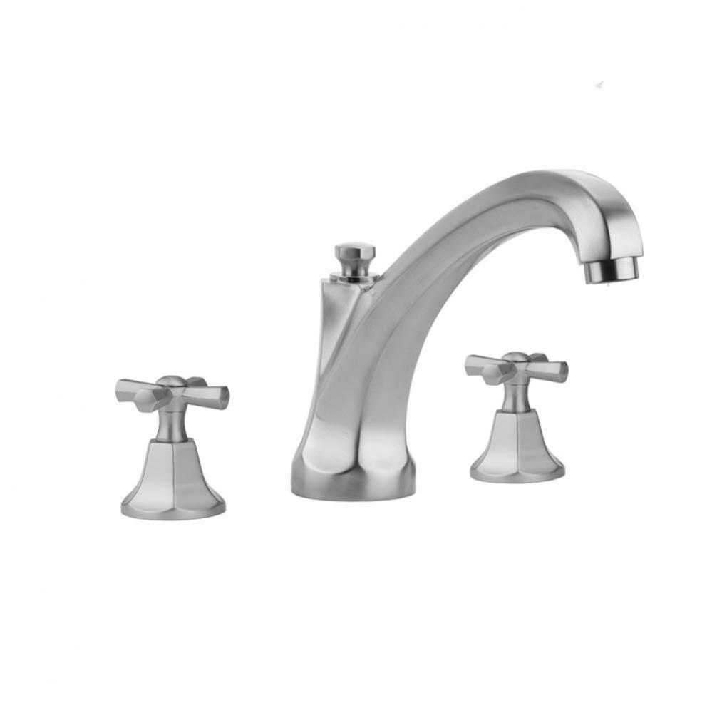 Astor Roman Tub Set with High Spout and Hex Cross Handles