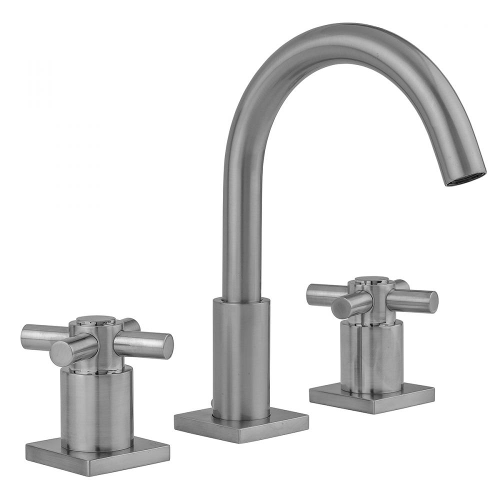 Uptown Contempo Faucet with Square Escutcheons and Contempo Cross Handles and Fully Polished and P