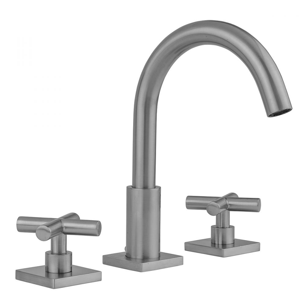 Uptown Contempo Faucet with Square Escutcheons and Contempo Slim Cross Handles and Fully Polished