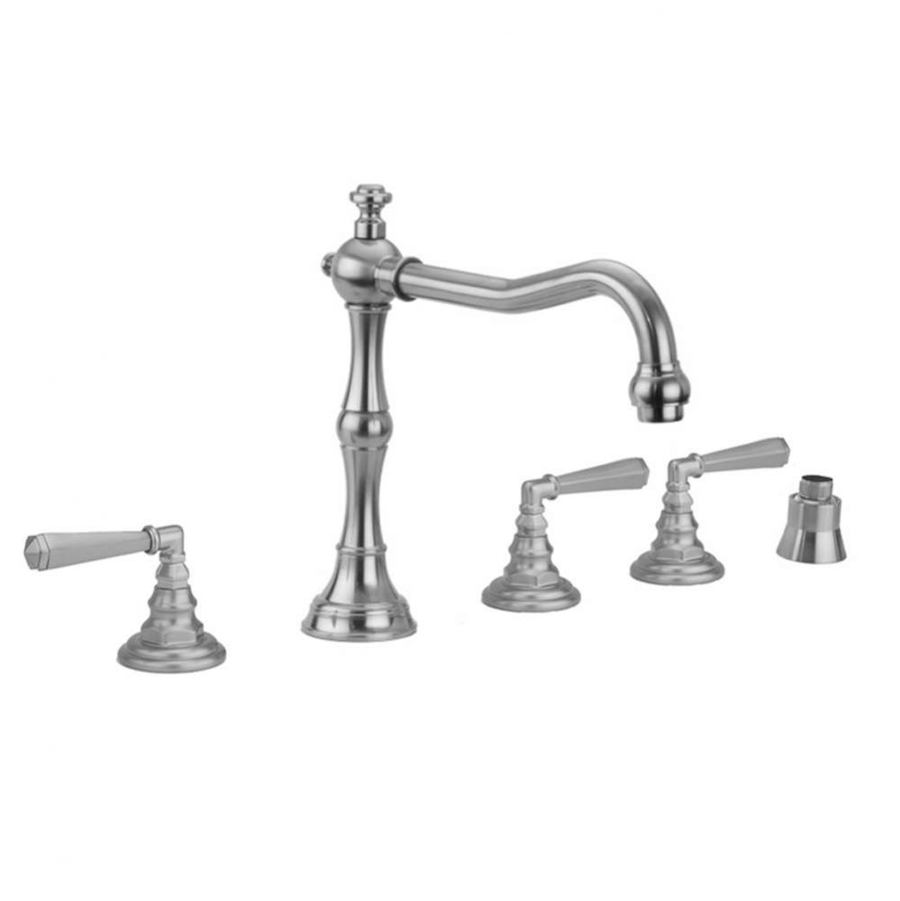 Roaring 20''s Roman Tub Set with Hex Lever Handles and Straight Handshower Mount