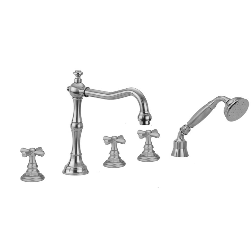 Roaring 20''s Roman Tub Set with Hex Cross Handles and Angled Handshower Mount