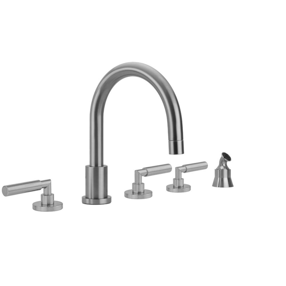 Contempo Roman Tub Set with Hub Base Lever Handles and Angled Handshower