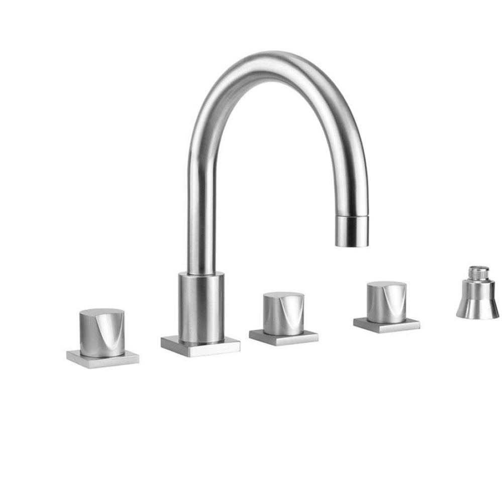 Contempo Uptown Roman Tub Set with Thumb Handles and Straight Handshower