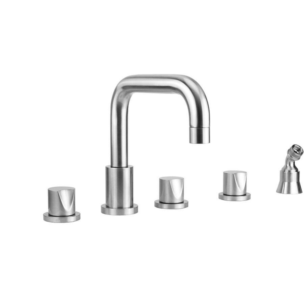 Contempo Downtown Roman Tub Set with Thumb Handles and Angled Handshower Holder