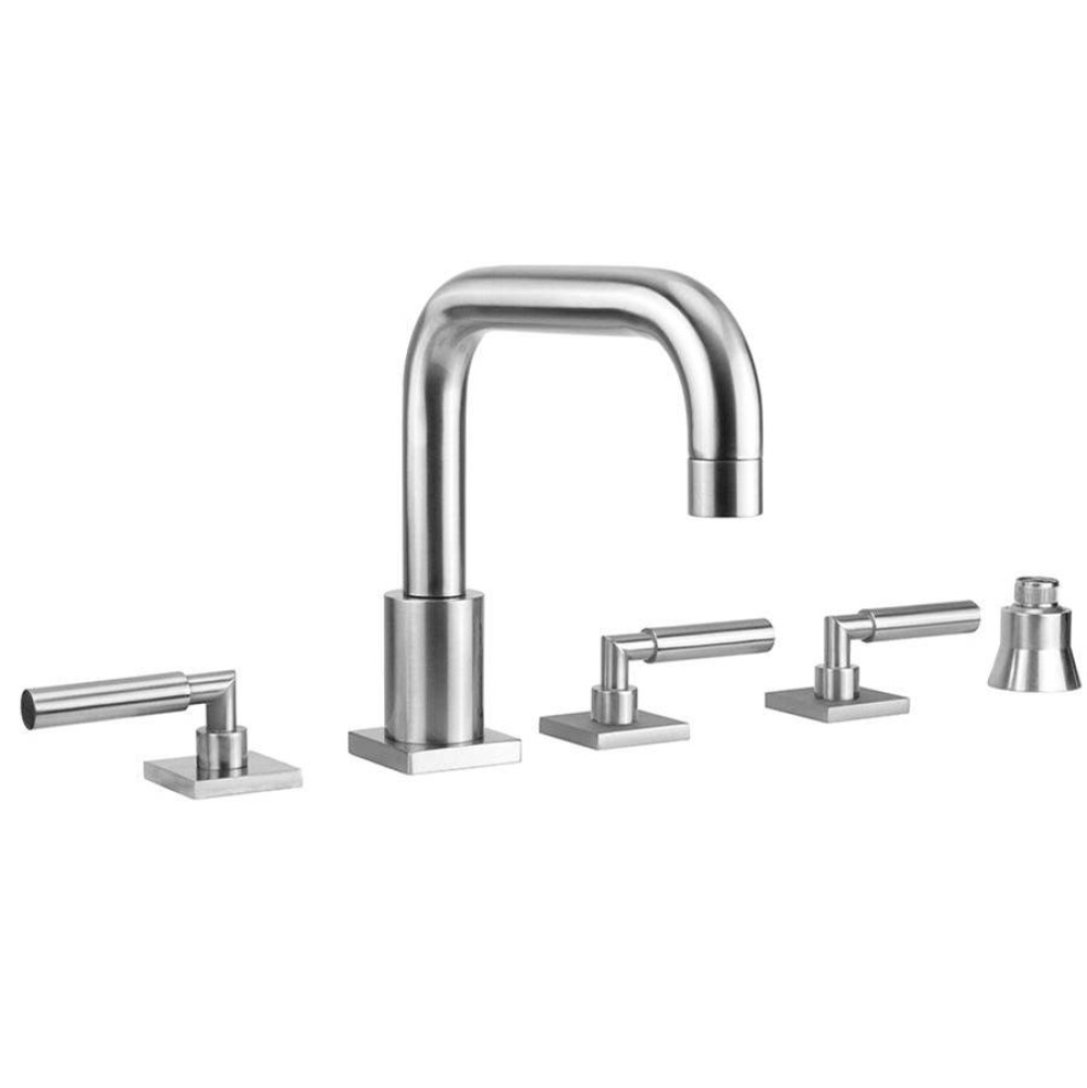 Contempo Downtown Roman Tub Set with Hub Base Lever Handles - Square Escutcheons and Straight Hand