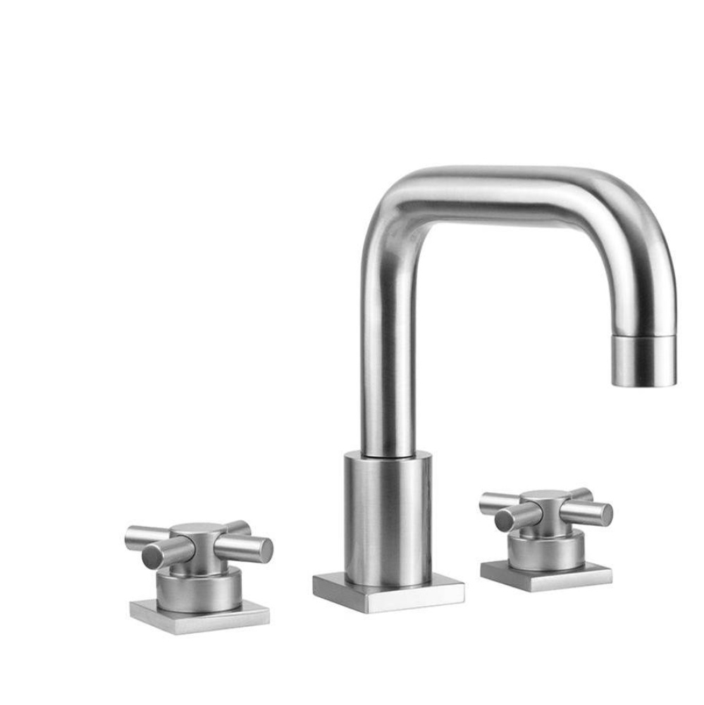 Contempo Downtown Roman Tub Set with Low Contempo Cross Handles and Square Escutcheons