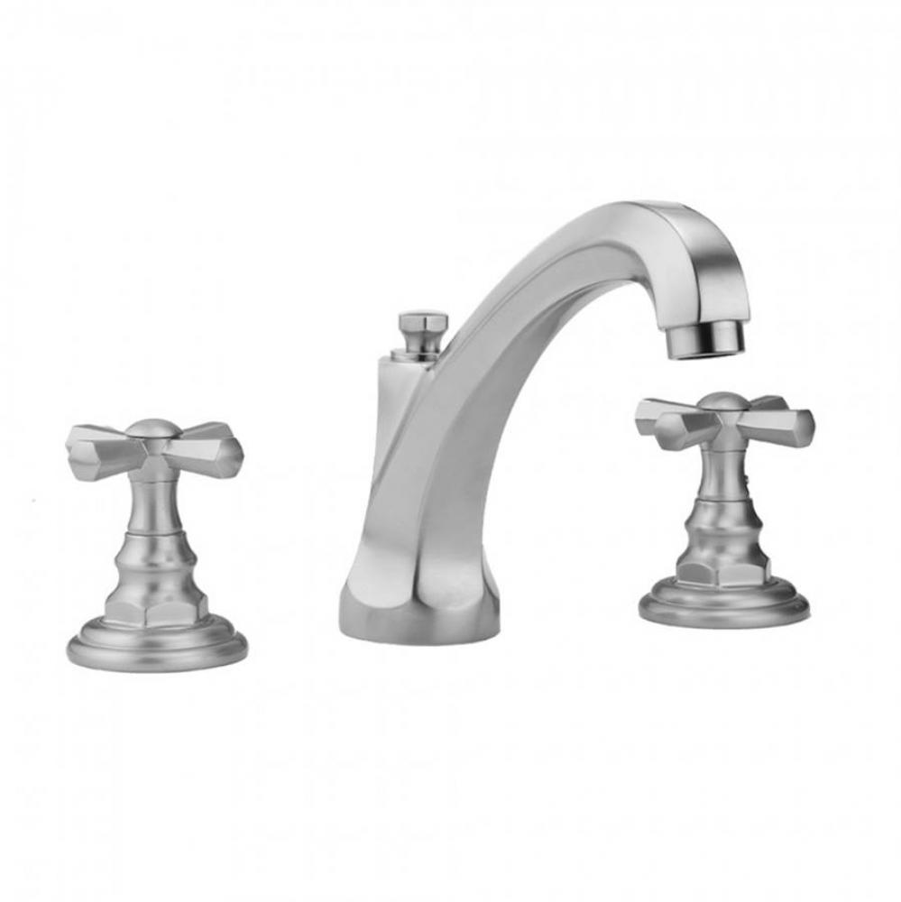 Westfield High Profile Faucet with Hex Cross Handles and Fully Polished and Plated Pop-Up Drain