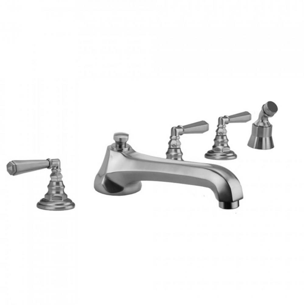 Westfield Roman Tub Set with Low Spout and Hex Lever Handles and Angled Handshower Mount
