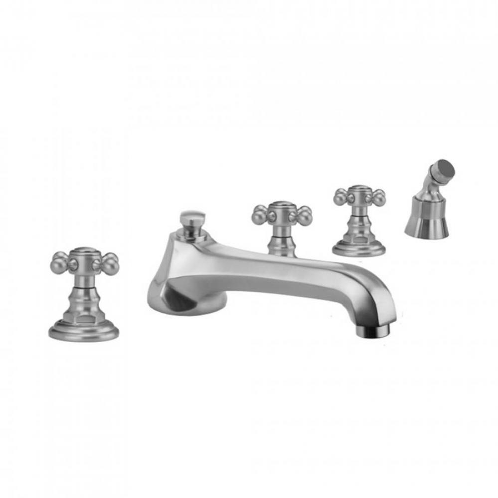 Westfield Roman Tub Set with Low Spout and Ball Cross Handles and Angled Handshower Mount