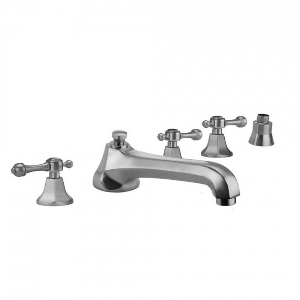Astor Roman Tub Set with Low Spout and Majesty Lever Handles and Straight Handshower Mount