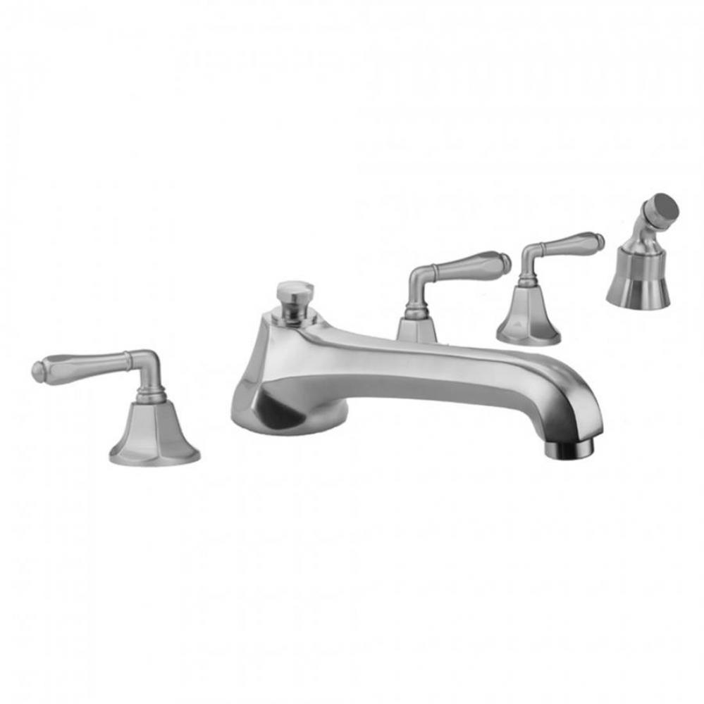 Astor Roman Tub Set with Low Spout and Smooth Lever Handles and Angled Handshower Mount