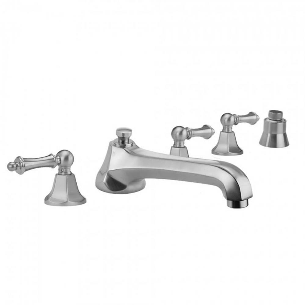 Astor Roman Tub Set with Low Spout and Ball Lever Handles and Straight Handshower Mount