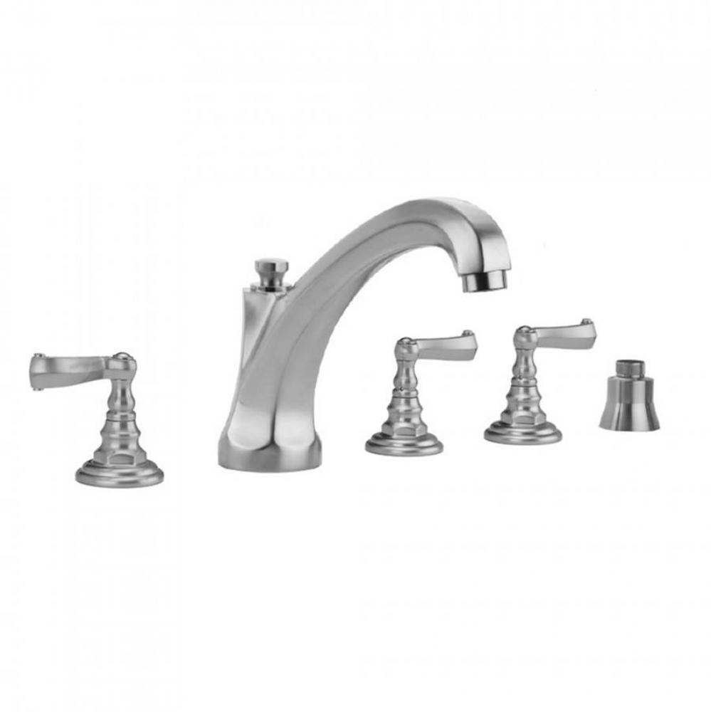 Westfield Roman Tub Set with High Spout and Ribbon Lever Handles and Straight Handshower Mount