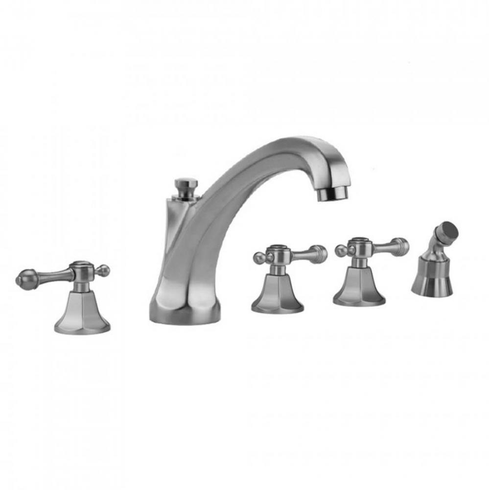Astor Roman Tub Set with High Spout and Majesty Lever Handles and Angled Handshower Mount