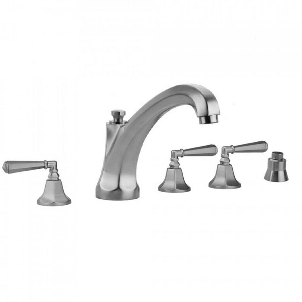 Astor Roman Tub Set with High Spout and Hex Lever Handles and Straight Handshower Mount