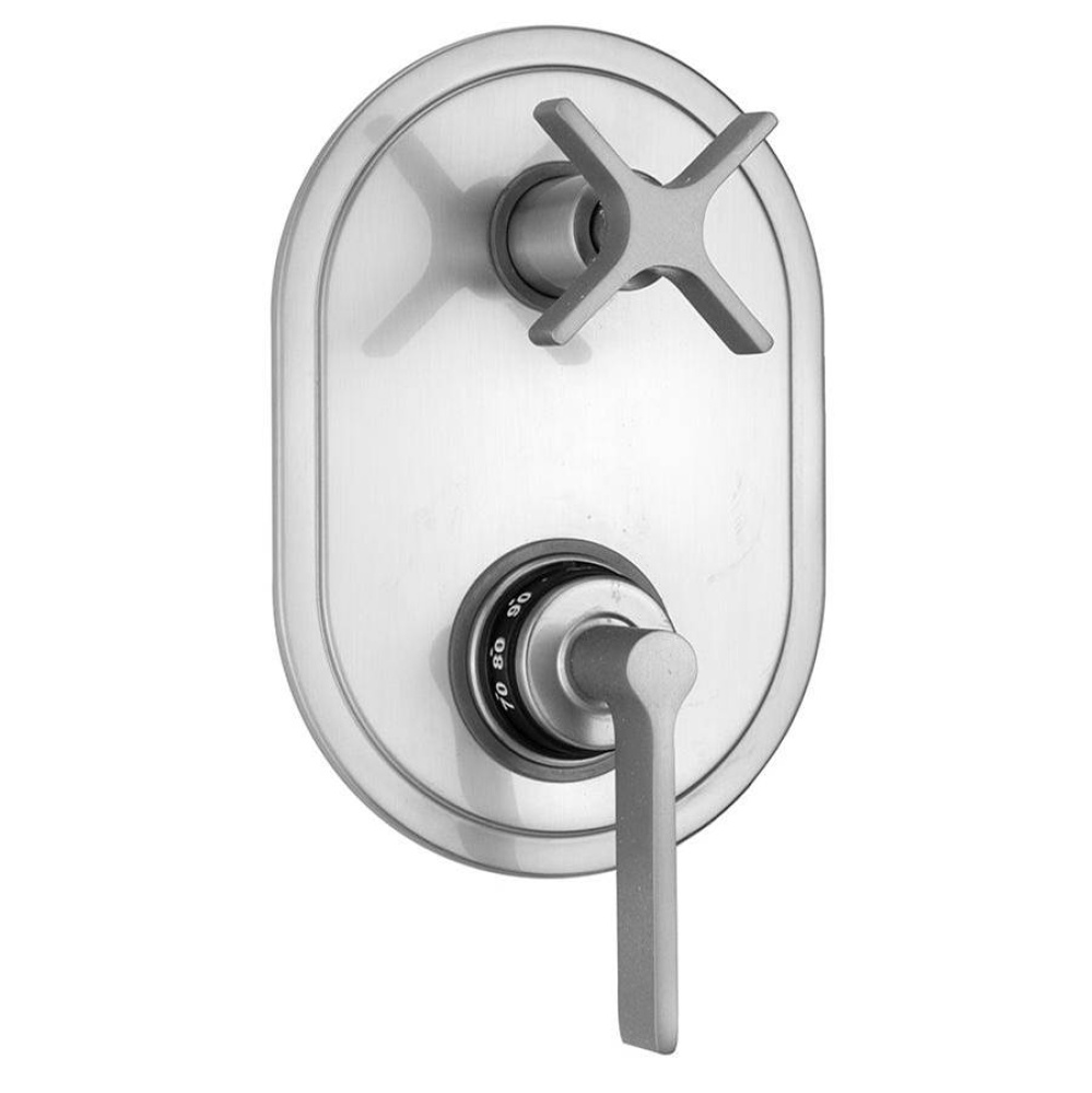 Oval Plate with Lila Lever Thermostatic Valve with Lila Cross Built-in 2-Way Or 3-Way Diverter/Vol