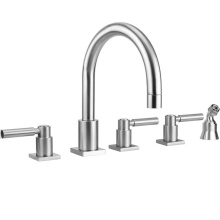 Jaclo 9981-SQL-A-TRIM-PCH - Contempo Uptown Roman Tub Set with High Lever Handles - Square Escutcheons and Angled Handshower H