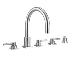 Jaclo 9981-TSQ632-S-TRIM-PCH - Contempo Uptown Roman Tub Set with Low Contempo Lever Handles - Square Escutcheons and Straight Ha