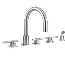 Jaclo 9981-TSQ638-A-TRIM-PCH - Contempo Uptown Roman Tub Set with Peg Lever Handles - Square Escutcheons and Angled Handshower Ho