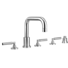 Jaclo 9982-T459-S-TRIM-PCH - Contempo Downtown Roman Tub Set with Hub Base Lever Handles and Straight Handshower Holder