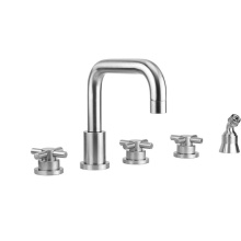 Jaclo 9982-T630-A-TRIM-PCH - Contempo Downtown Roman Tub Set with Low Contempo Cross Handles and Angled Handshower Holder