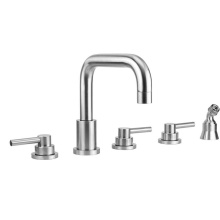 Jaclo 9982-T632-A-TRIM-PCH - Contempo Downtown Roman Tub Set with Low Contempo Lever Handles and Angled Handshower Holder
