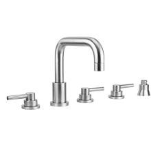 Jaclo 9982-T632-S-TRIM-PCH - Contempo Downtown Roman Tub Set with Low Contempo Lever Handles and Straight Handshower Holder