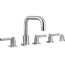 Jaclo 9983-SQL-S-TRIM-PCH - Contempo Downtown Roman Tub Set with High Lever Handles - Square Escutcheons and Straight Handshow