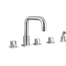 Jaclo 9983-TSQ672-A-TRIM-PCH - Contempo Downtown Roman Tub Set with Thumb Handles - Square Escutcheons and Angled Handshower Hold