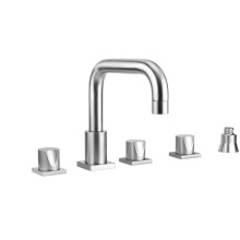 Jaclo 9983-TSQ672-S-TRIM-PCH - Contempo Downtown Roman Tub Set with Thumb Handles and Straight Handshower Holder