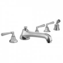 Jaclo 6970-T685-A-TRIM-PCH - Astor Roman Tub Set with Low Spout and Hex Lever Handles and Angled Handshower Mount