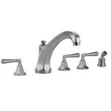 Jaclo 6972-T685-A-TRIM-PCH - Astor Roman Tub Set with High Spout and Hex Lever Handles and Angled Handshower Mount