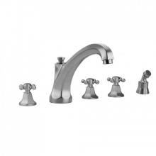 Jaclo 6972-T688-A-TRIM-PCH - Astor Roman Tub Set with High Spout and Ball Cross Handles and Angled Handshower Mount