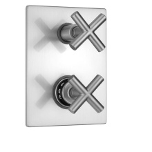 Jaclo T7361-TRIM-PCH - Rectangle Plate with Contempo Slim Cross Thermostatic Valve with Contempo Slim Cross Built-in 2-Wa