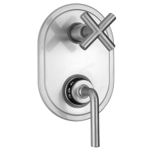 Jaclo T8358-TRIM-PCH - Oval Plate with Contempo Slim Lever Thermostatic Valve with Contempo Slim Cross Built-in 2-Way Or