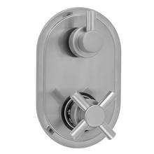 Jaclo T8535-TRIM-PCH - Oval Plate with Contempo Cross Thermostatic Valve with Short Peg Lever Built-in 2-Way Or 3-Way Div