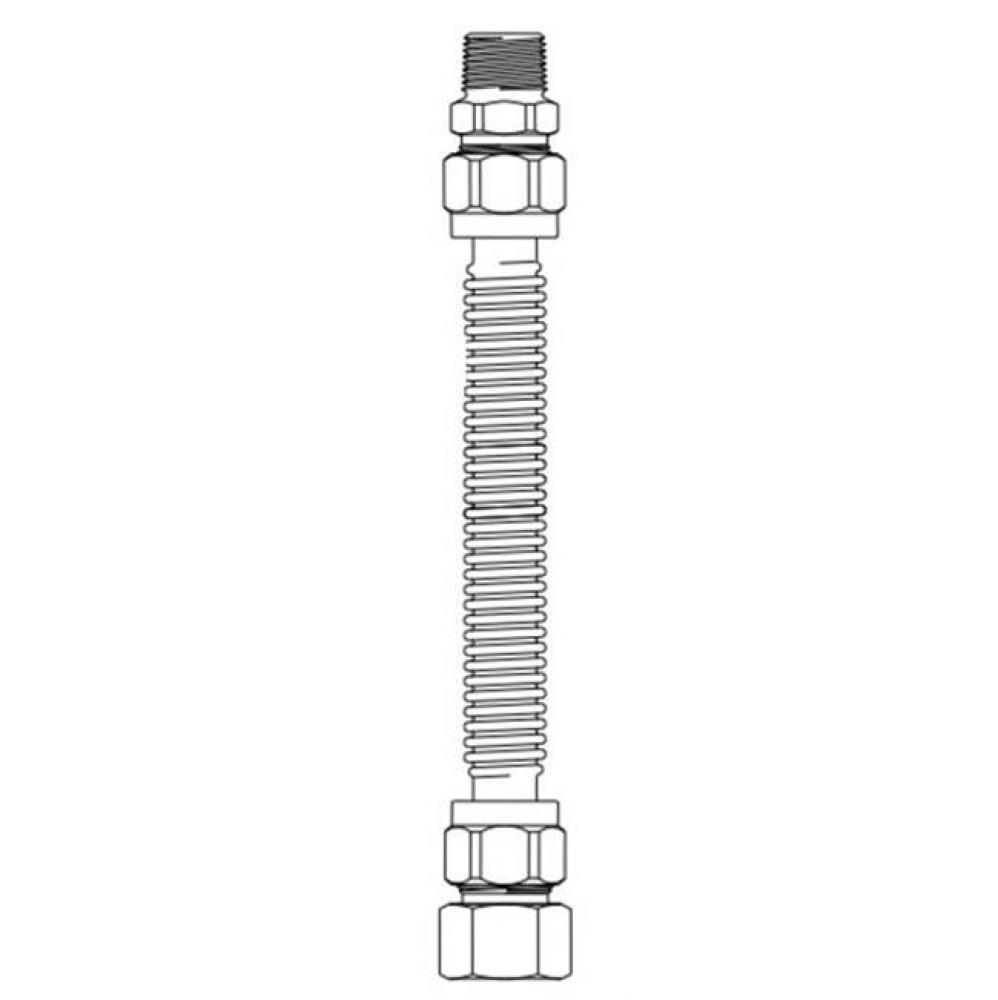 CSS GAS CONN 1/2'' OD NUT X NUT X 16'' NON CSA