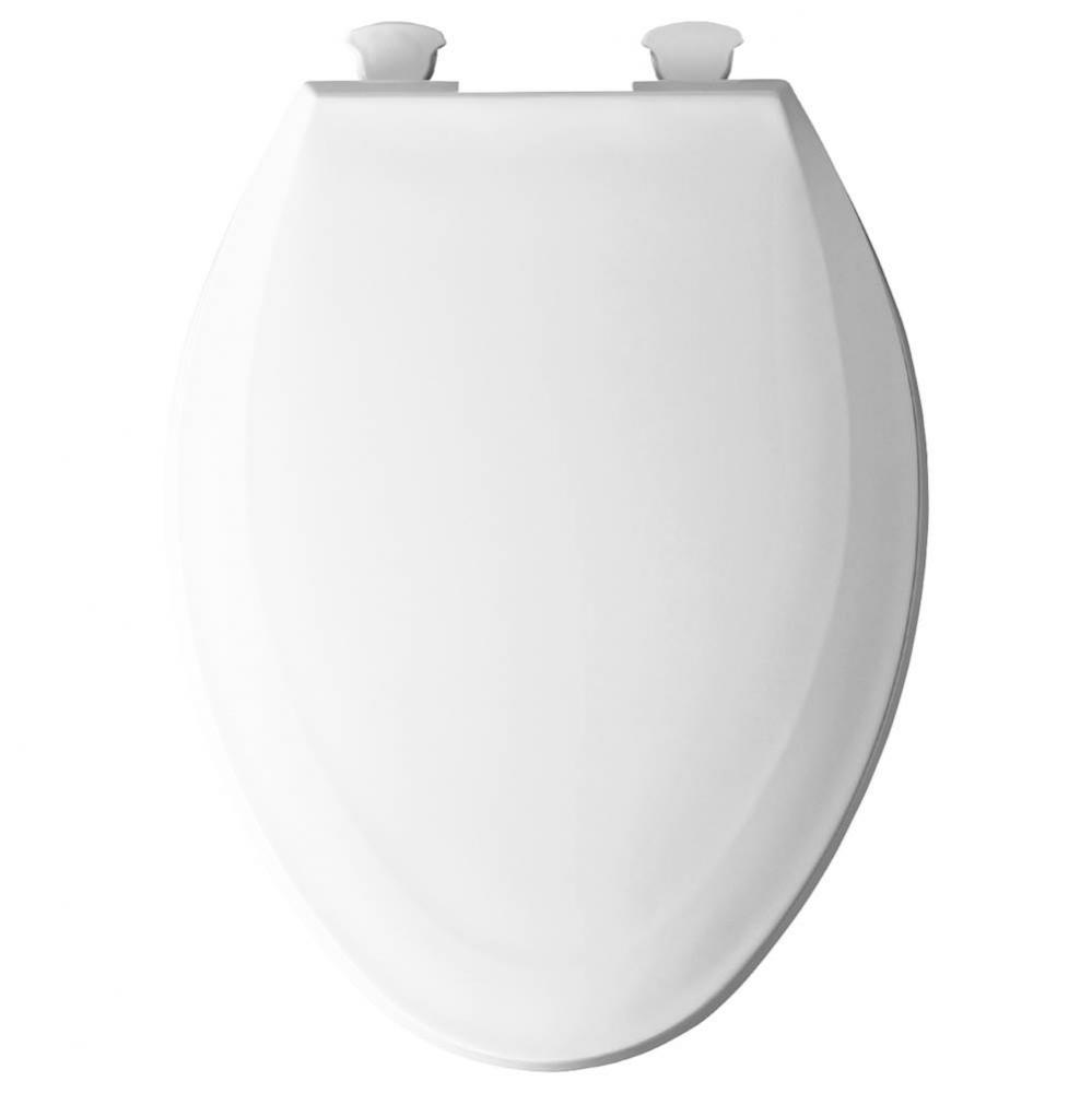 Elongated Plastic Toilet Seat in White with Easy-Clean & Change Hinge