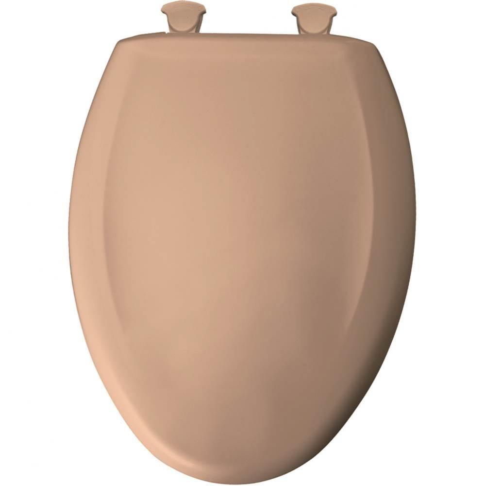 Elongated Plastic Toilet Seat in Suez Tan with STA-TITE Seat Fastening System, Easy-Clean & Ch