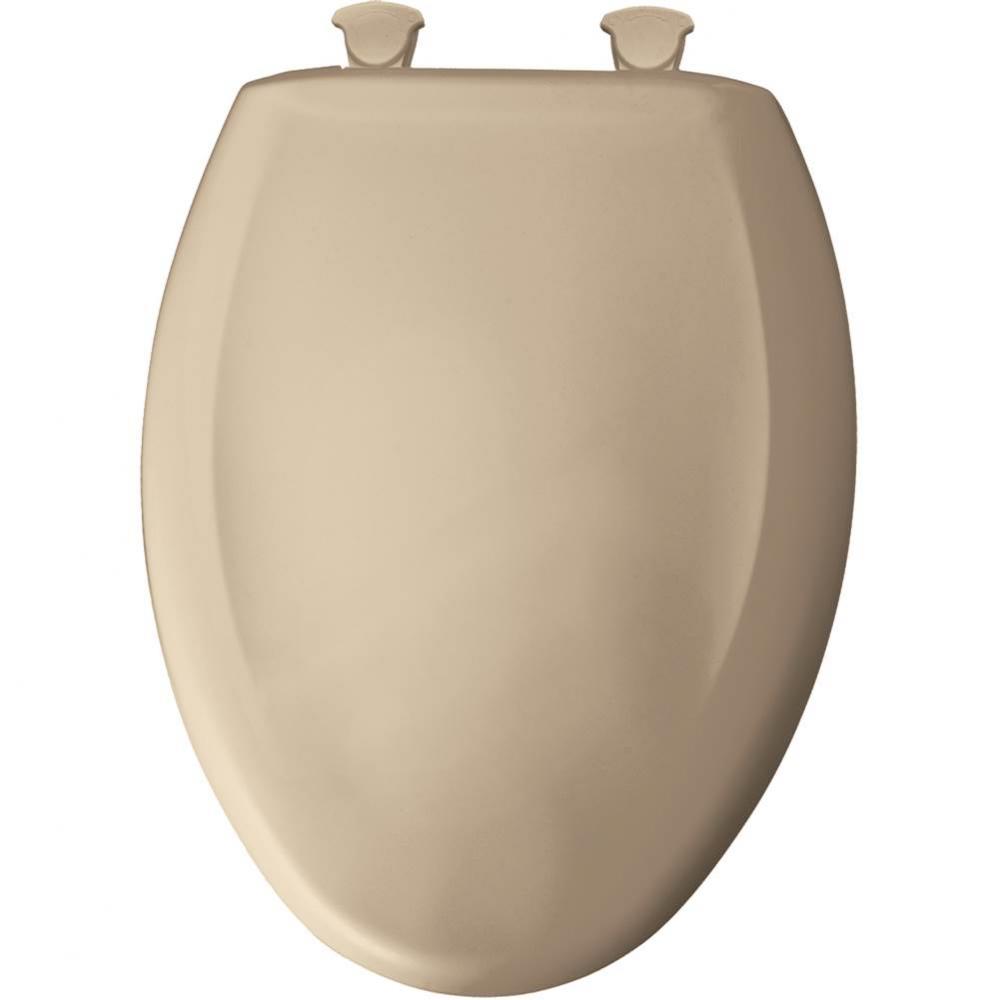 Elongated Plastic Toilet Seat in Crème with STA-TITE Seat Fastening System, Easy-Clean &
