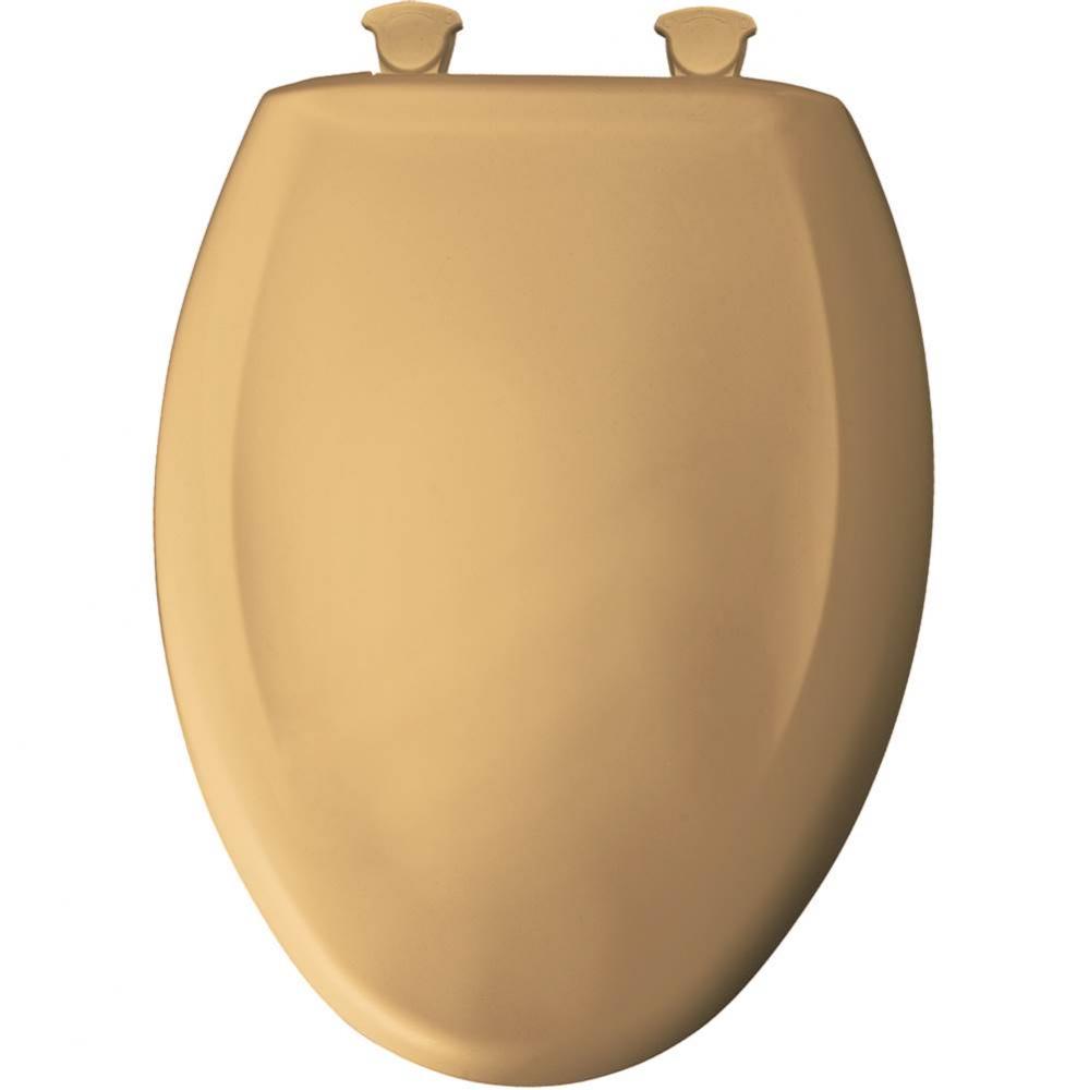 Elongated Plastic Toilet Seat in Chamois with STA-TITE Seat Fastening System, Easy-Clean & Cha