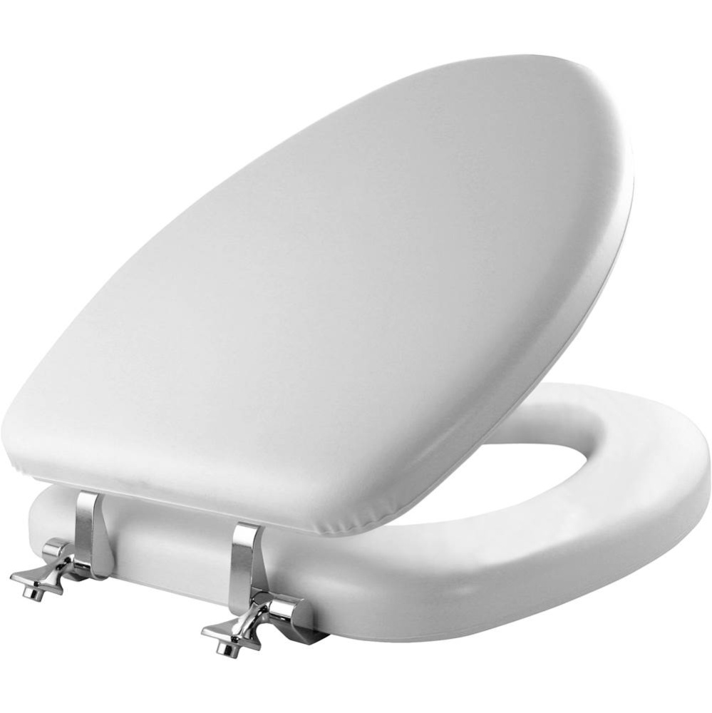1815CP Mayfair by Bemis Eden Elongated Cushioned Vinyl Soft Toilet Seat in White Featuring Stay-Ti