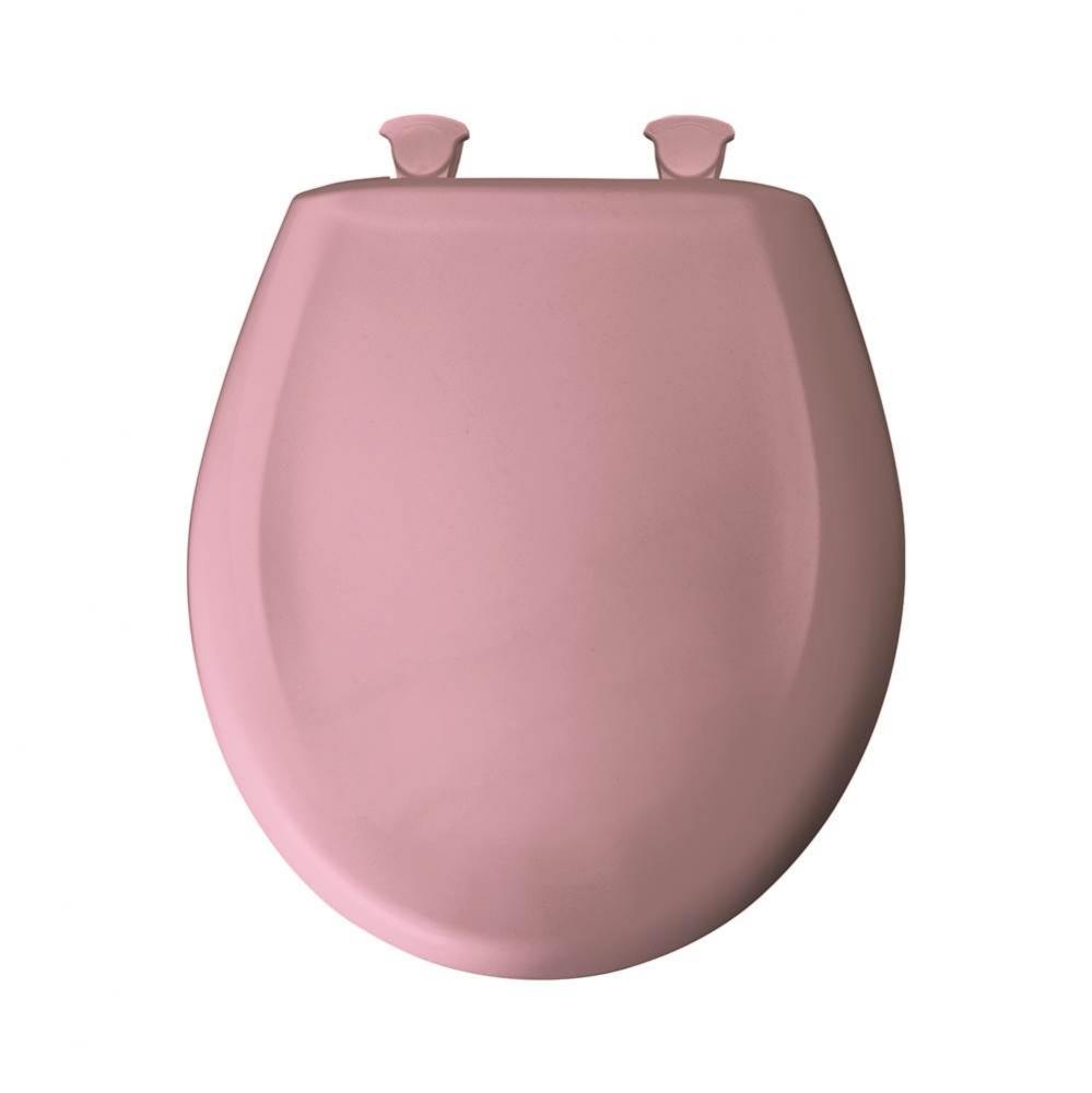 Round Plastic Toilet Seat in Pink Champagne with STA-TITE Seat Fastening System, Easy-Clean &