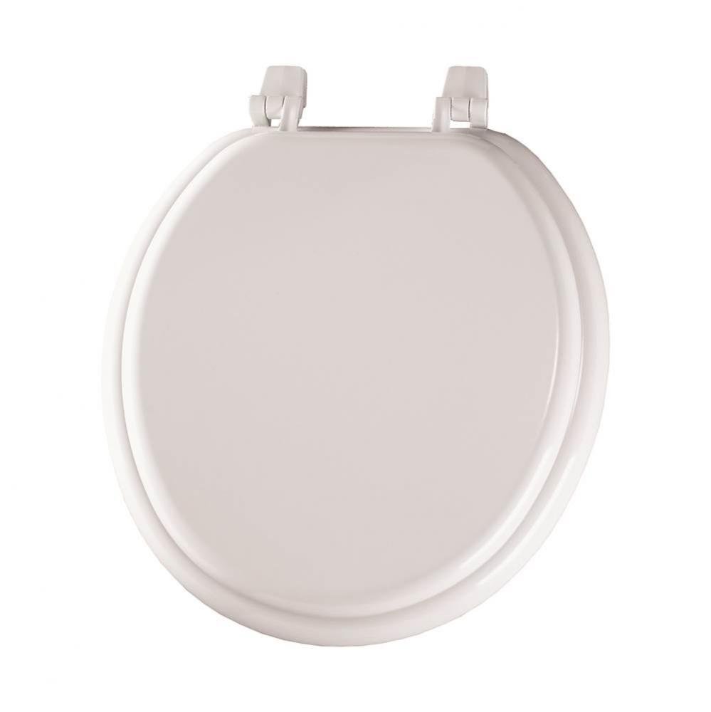 Bemis Round Enameled Wood Toilet Seat in White with Top-Tite® Hinge
