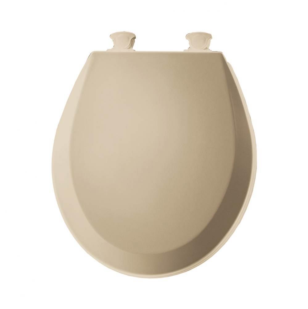 500EC Bemis Round Enameled Wood Closed Front with Cover in Bone Featuring Easy-Clean Hinges