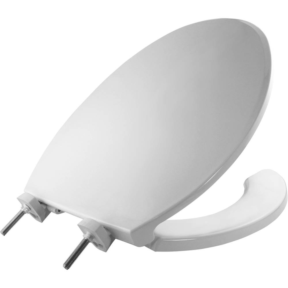 7650TDG Bemis Elongated Open Front With Cover Hospitality Plastic Toilet Seat in White with Stay-T