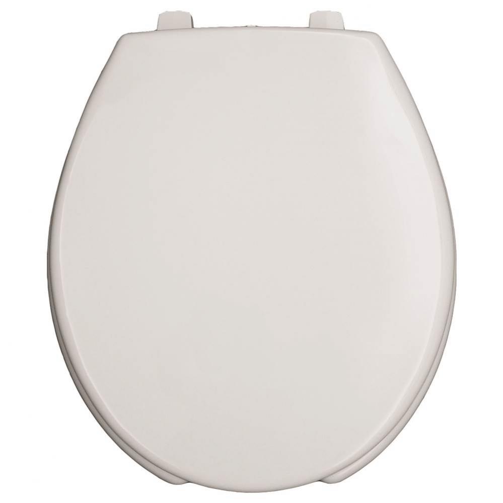 Bemis Round Open Front With Cover Commercial Plastic Toilet Seat in White with Top-Tite® Hing