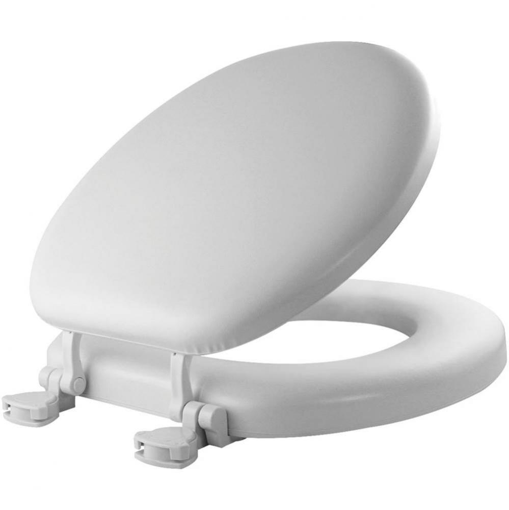 Mayfair Round Cushioned Vinyl Soft Toilet Seat in White with STA-TITE® Seat Fastening System?